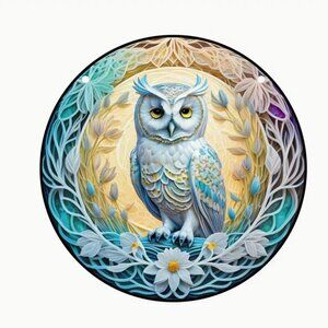 1pc 3D 6"x6" Owl, Acrylic Stained Window Hanging Suncatcher